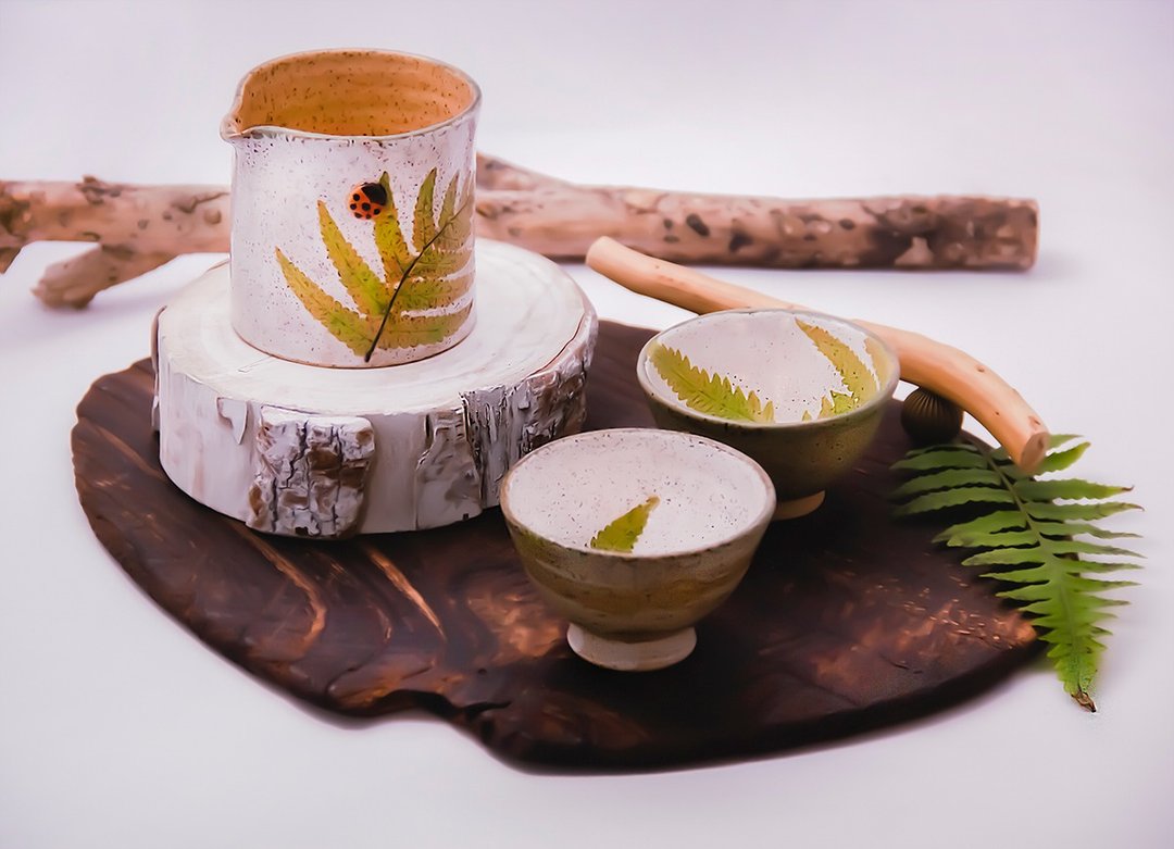 茶海茶杯组 - 台湾野蕨系列 - 茶具/茶杯 - 陶 绿色