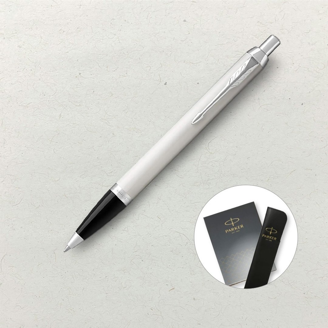 【PARKER】IM 系列白杆白夹原子笔 真皮笔套礼盒 定制化刻字 - 圆珠笔/中性笔 - 其他材质 白色