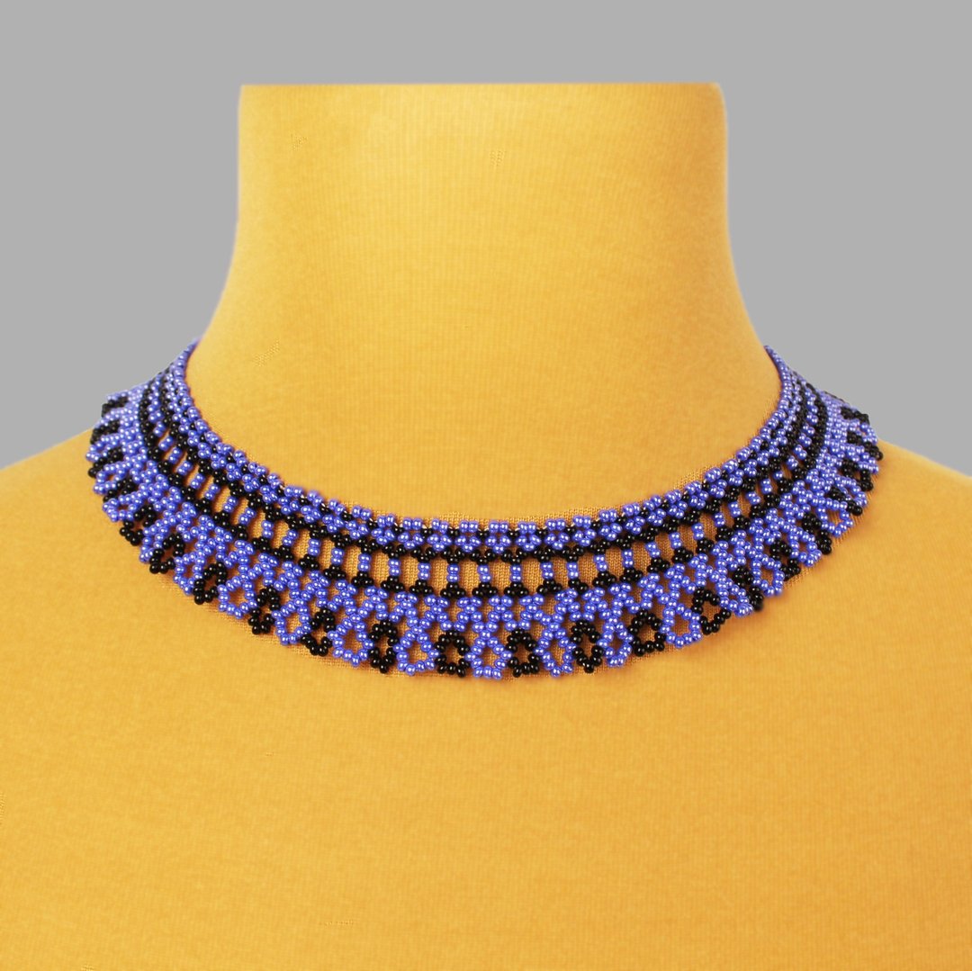 Blue and black necklace elegant bead jewelry - 项链 - 玻璃 蓝色