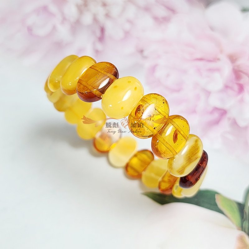 腾彪琥珀 天然琥珀蜜蜡 琥珀多宝色 欧款时尚款 小精品镯形 手牌 - 手链/手环 - 半宝石 黄色