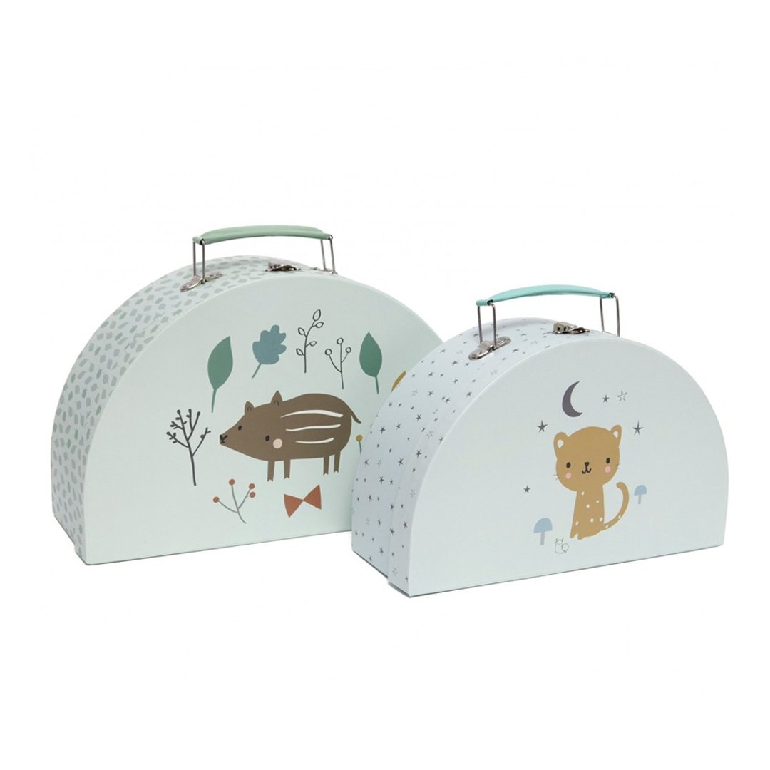 荷兰Petit Monkey 小野猪与可爱豹玩具收纳手提箱(2入) - 收纳用品 - 纸 