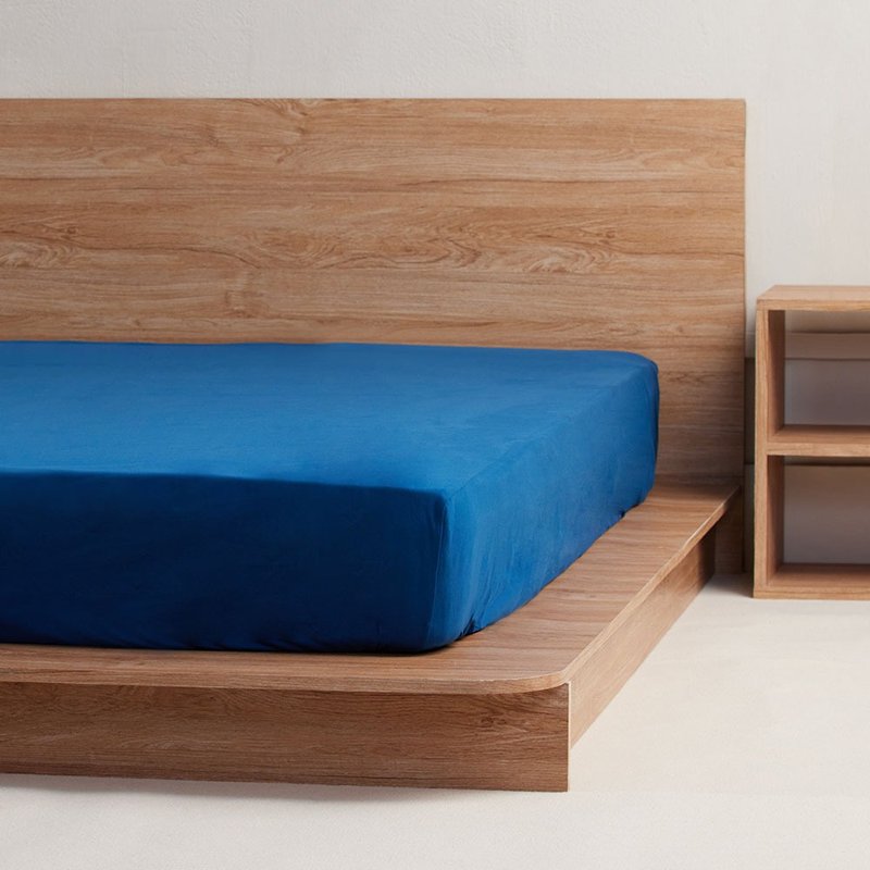 纯棉素面床包-极光蓝 - 寝具 - 棉．麻 蓝色