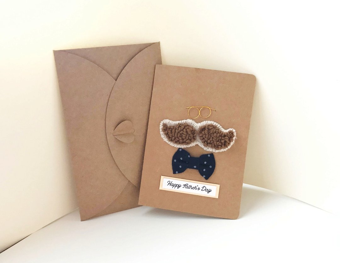 老爸的胡子 手工卡片 父亲节 Handmade Fathers day card 蓝色 - 卡片/明信片 - 其他材质 多色