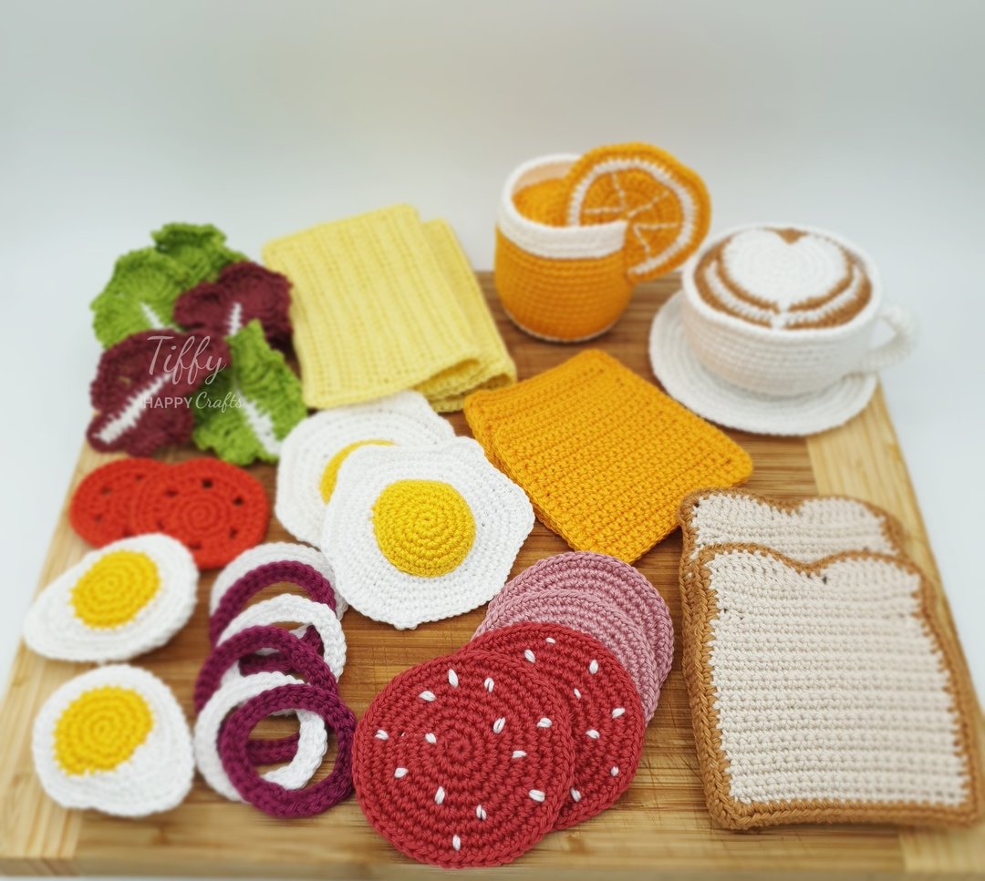 Play Food Big Breakfast Set | Crochet Play Food Pattern PDF - 手工艺教程/工具书 - 其他材质 