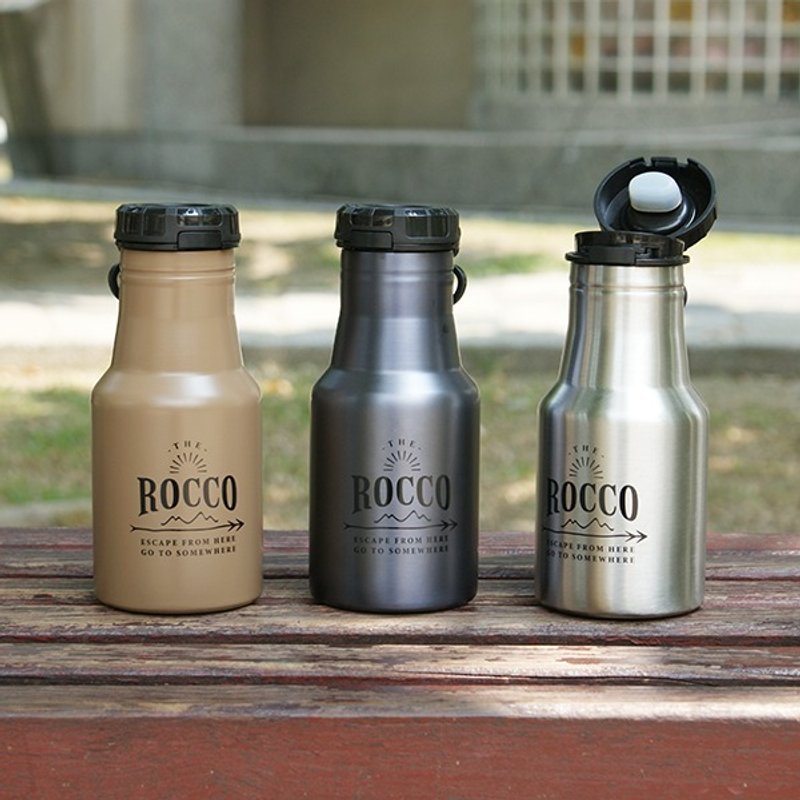 【DESTINO STYLE】日本ROCCO OneTouch弹盖保温/保冷水瓶350ml - 水瓶/水壶 - 不锈钢 
