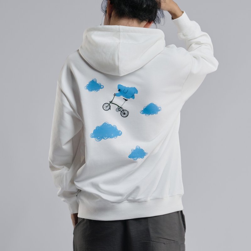 wellwell 翱翔天际白帽T X Butter&Cream - 中性连帽卫衣/T 恤 - 棉．麻 黑色