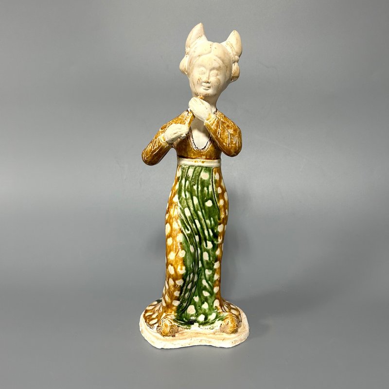 唐三彩仕女乐俑 - 摆饰 - 陶 卡其色