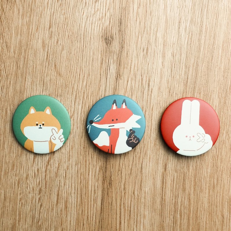 Say Yeah 胸章  44mm - 白兔 / 柴犬 / 狐狸 - 徽章/别针 - 其他金属 红色