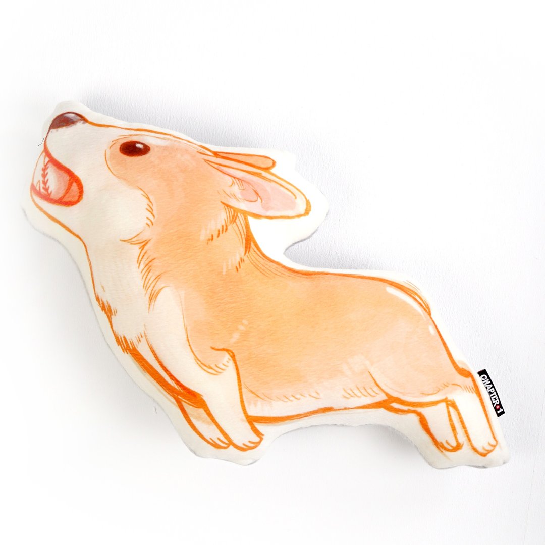 Corgi Jumping Backrest pillow New arrival Gift New Year - 枕头/抱枕 - 聚酯纤维 灰色