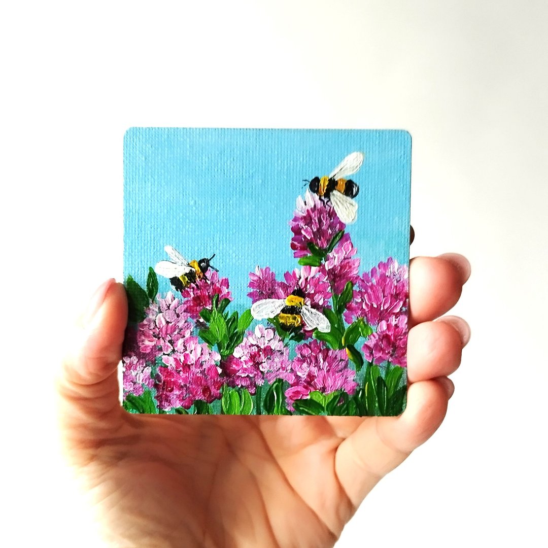 磁铁花艺术冰箱装饰上的大黄蜂厚涂绘画 - 墙贴/壁贴 - 压克力 多色