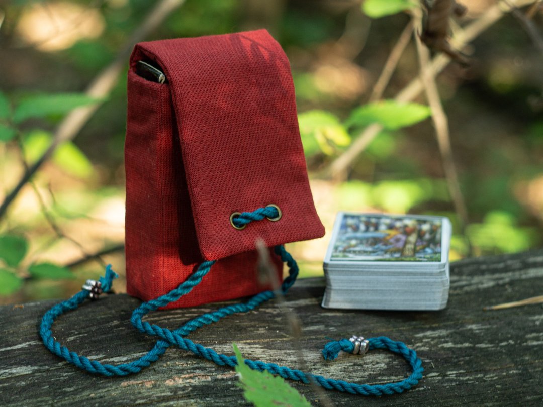 Terracotta Linen Laced Tarot Cards Case Oracle Deck Pouch Tarot Deck Holder - 其他 - 棉 咖啡色