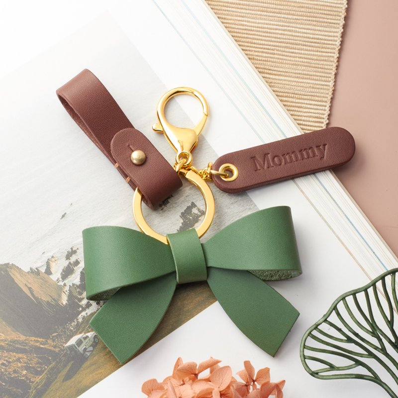 个性化真皮蝴蝶结钥匙扣   手工真皮钥匙扣   送给她的礼物 - 钥匙链/钥匙包 - 真皮 绿色
