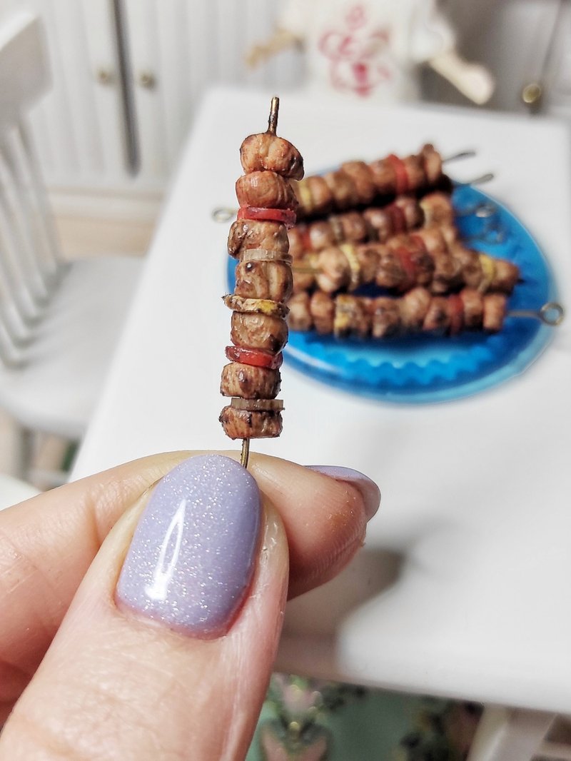 Realistic miniature kebab - Barbecue - Mini kebab - Kebab for dolls - diorama - 玩偶/公仔 - 粘土 