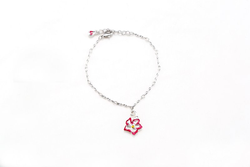 花朵系列 -  沙漠玫瑰 造型手链 (HBRJA1027B) - 手链/手环 - 银 红色