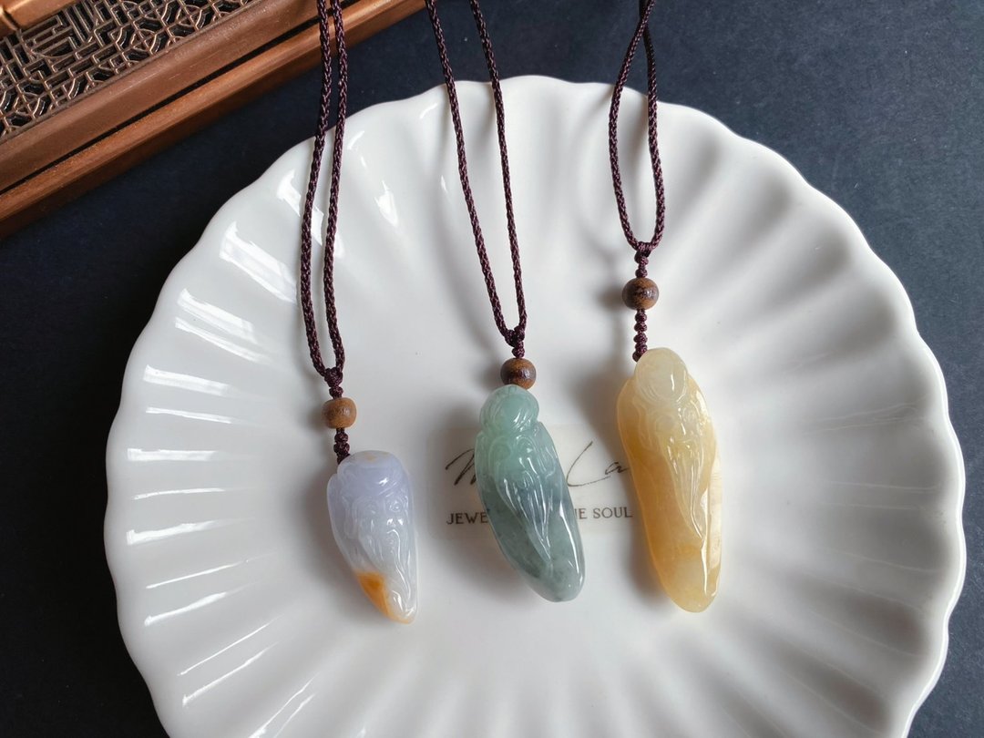 孤品 天然缅甸玉翡翠 寿翁 祝寿 礼物 项链 玉牌 jadeite - 项链 - 玉石 绿色
