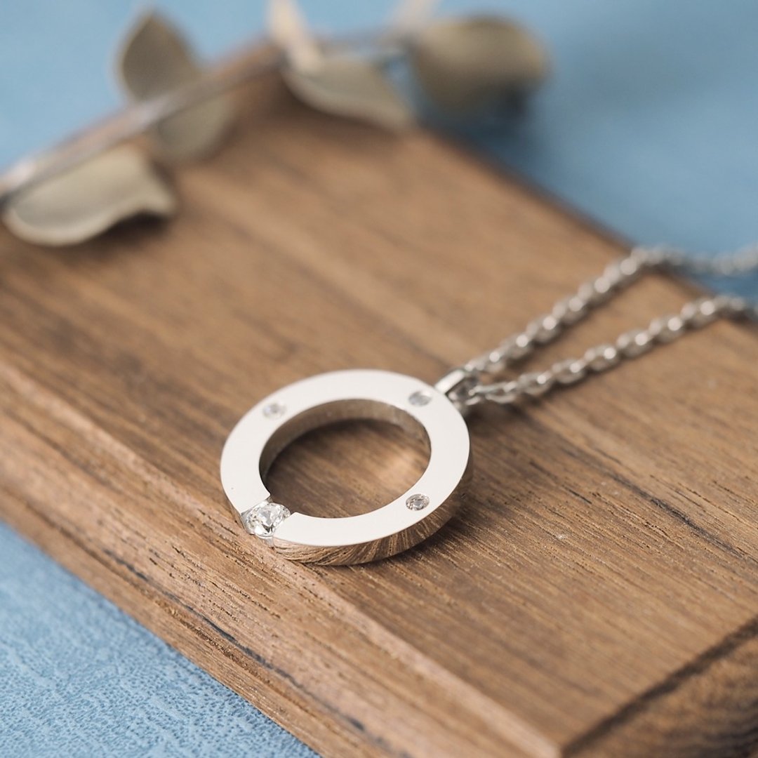 Round Men's Necklace Silver 925 - 项链 - 其他金属 银色