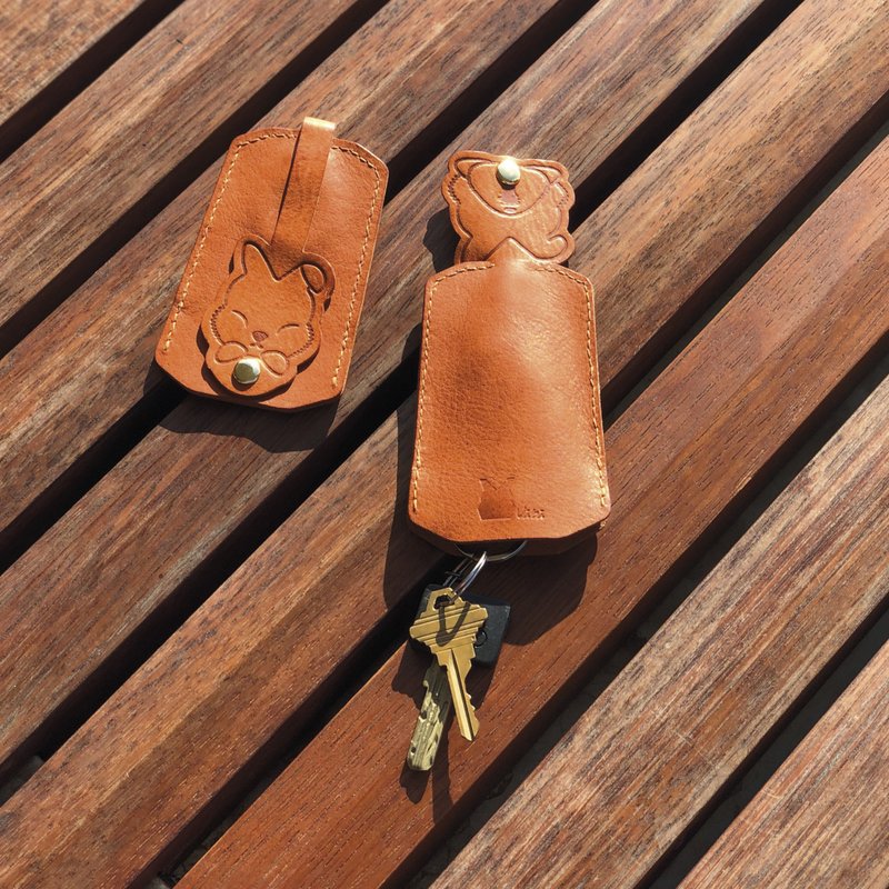 肶肶兔手作系列 — 手制锁匙兔包包 | 承载着幸福的手作系列 - 钥匙链/钥匙包 - 真皮 咖啡色