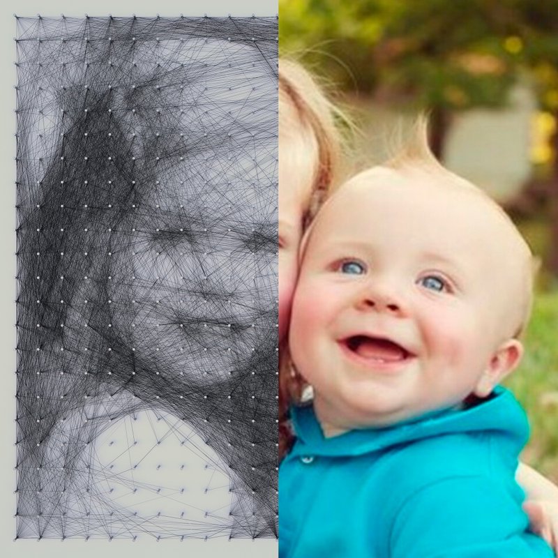 适合儿童房、家居装饰的个人化肖像弦乐艺术线墙面艺术品 - 墙贴/壁贴 - 绣线 黑色