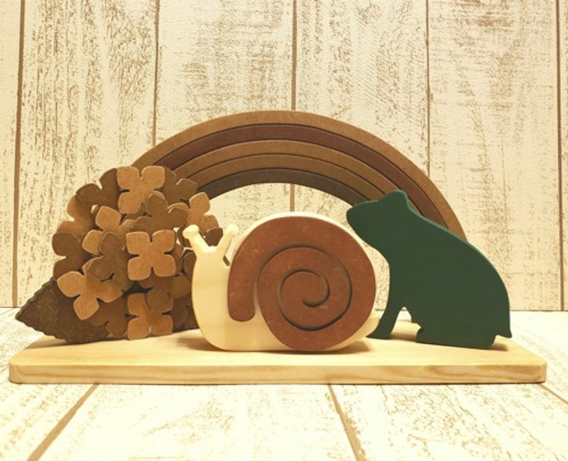 雨季☆彩虹、绣球花、蜗牛、青蛙雕像☆可以改变动物和颜色！ - 摆饰 - 木头 