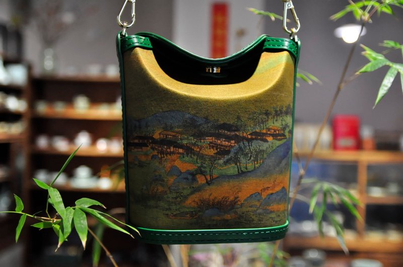 千里江山图水桶包 - 侧背包/斜挎包 - 其他材质 