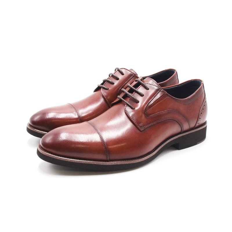 WALKING ZONE 一线条商务上班皮鞋 男鞋-棕色 - 男款皮鞋 - 真皮 