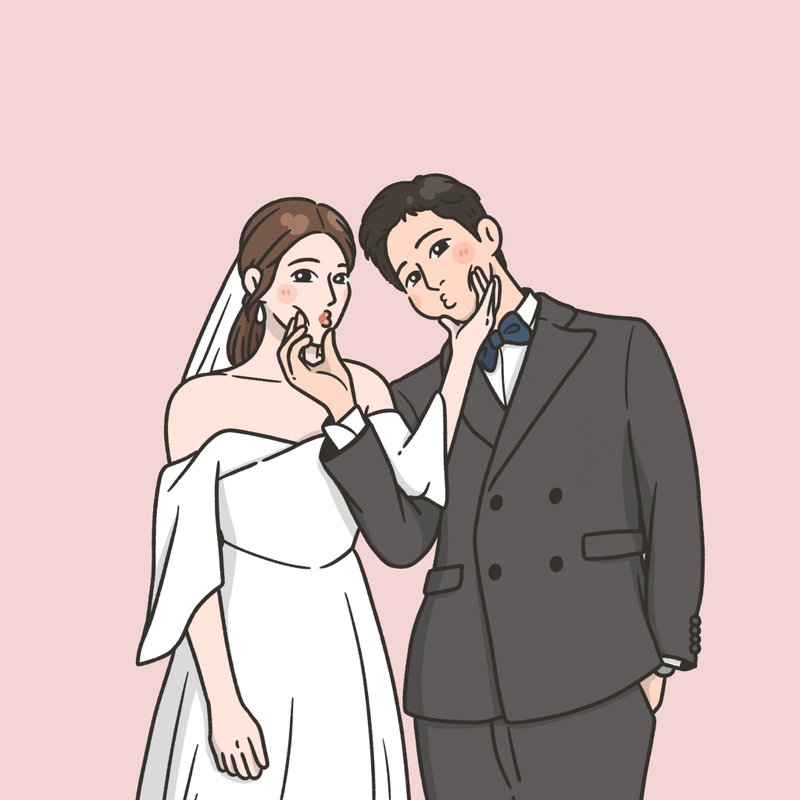 【定制化 似颜绘】电子档 婚礼插画 结婚礼物 - 电子手绘真人画像/绘画/插画 - 其他材质 