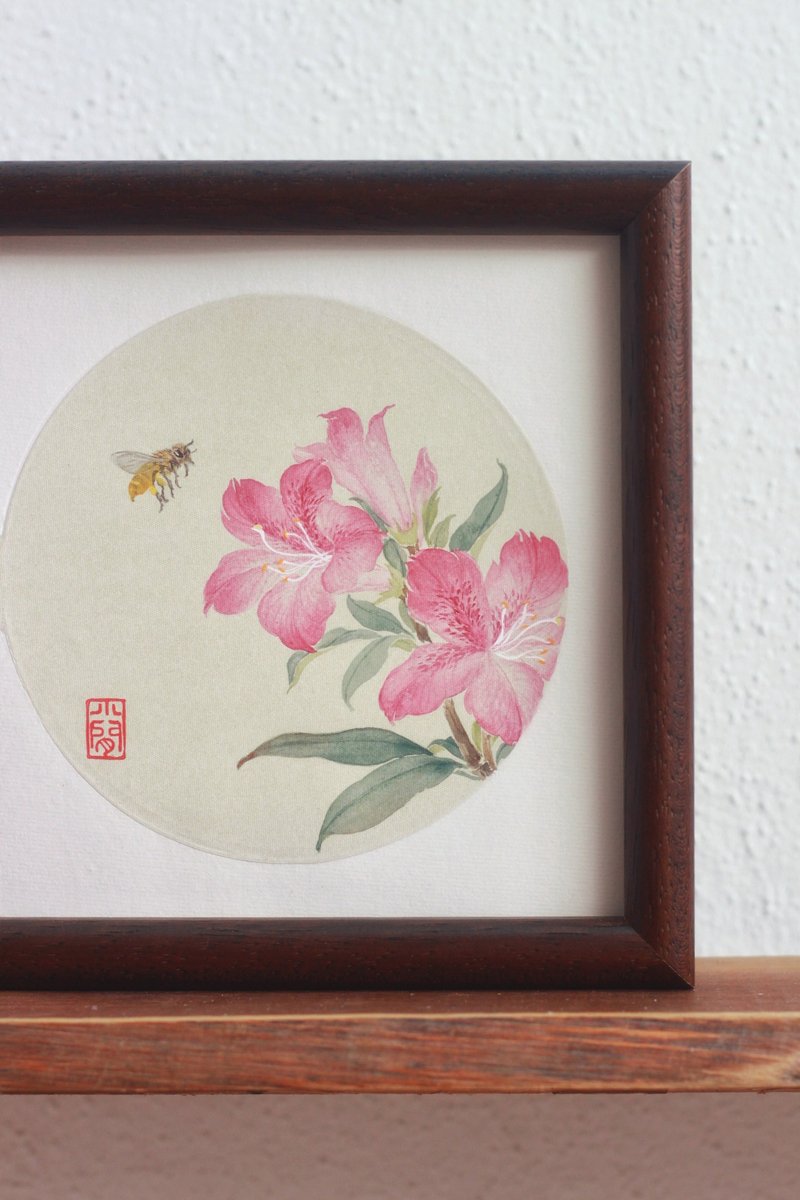 杜鹃花水墨画 | 中式花鸟简约小品 | 春意盎然 | 百花争艳 - 海报/装饰画/版画 - 纸 白色