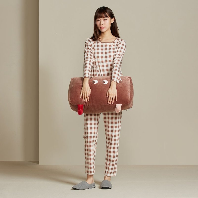 睛睛三角长抱枕-可可棕 - 枕头/抱枕 - 棉．麻 咖啡色