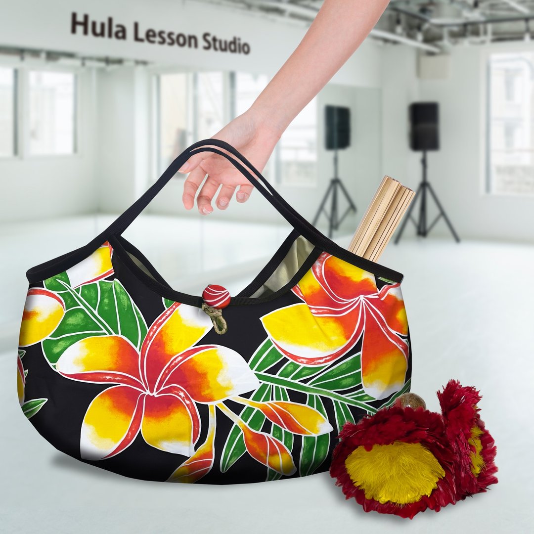 Hawaiian_Ohanabag / 呼拉舞课程包【黑芒果黄】 - 手提包/手提袋 - 棉 