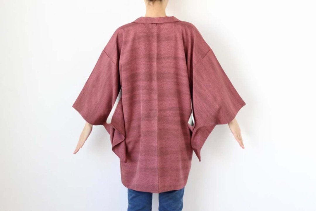 abstract kimono, Japanese silk haori, haori jacket, traditional kimono /3668 - 女装休闲/机能外套 - 丝．绢 紫色