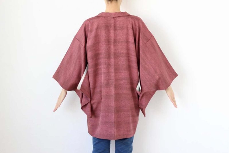 abstract kimono, Japanese silk haori, haori jacket, traditional kimono /3668 - 女装休闲/机能外套 - 丝．绢 紫色