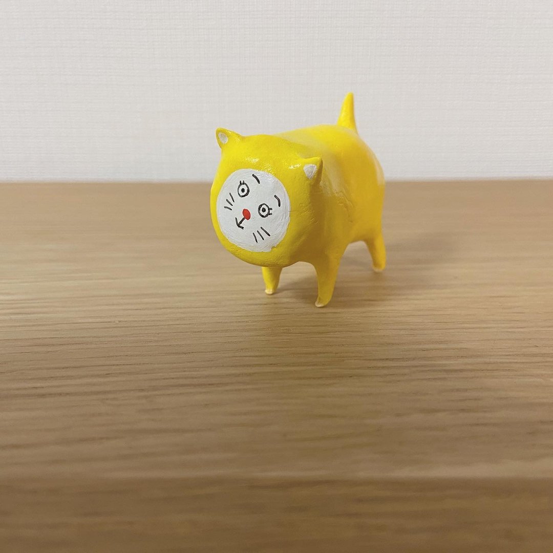 FLAT CAT(Yellow) - 摆饰 - 粘土 黄色