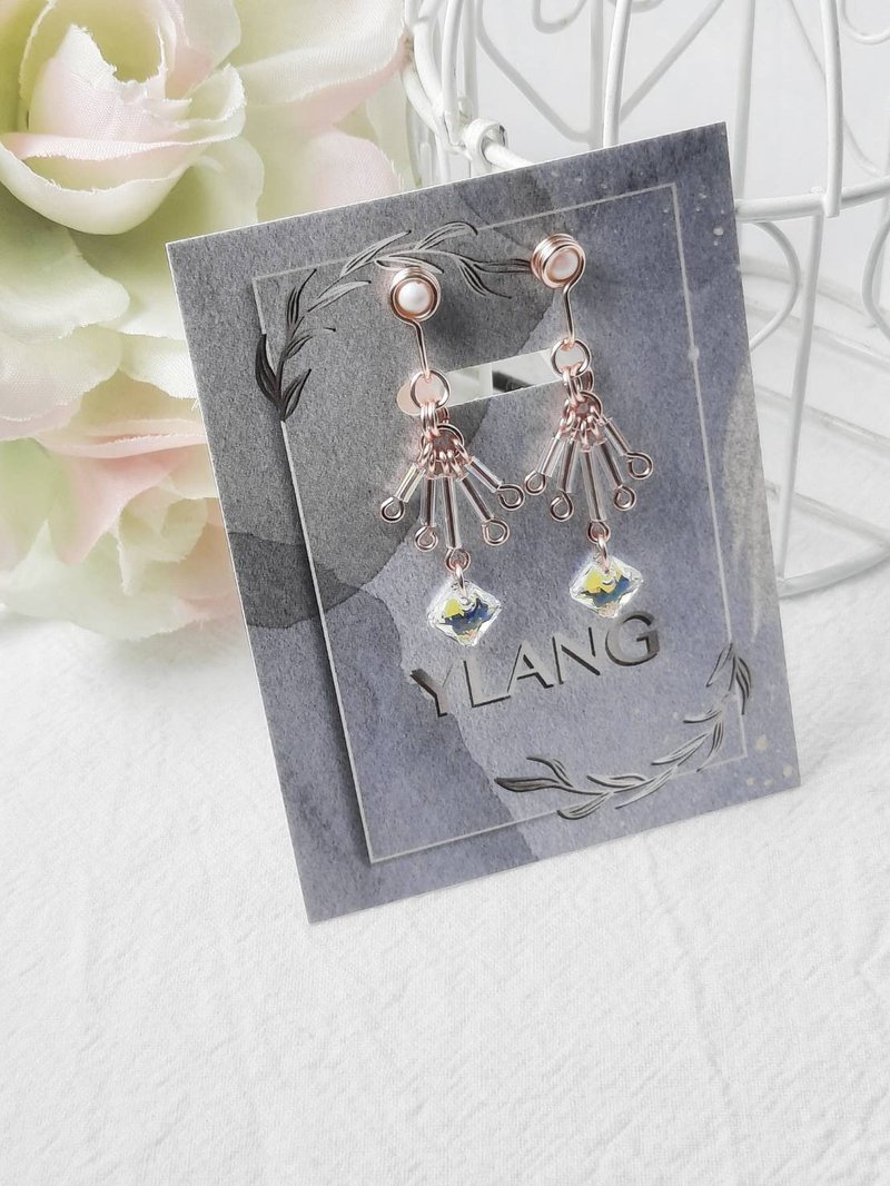 YLANG【丛林公主】透明系丛林风耳环 Swarovski艺术铜线 - 耳环/耳夹 - 其他金属 多色