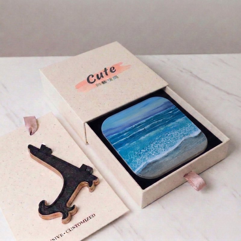 艺术家陶瓷杯垫支架礼盒组 | 静净 - 杯垫 - 陶 蓝色