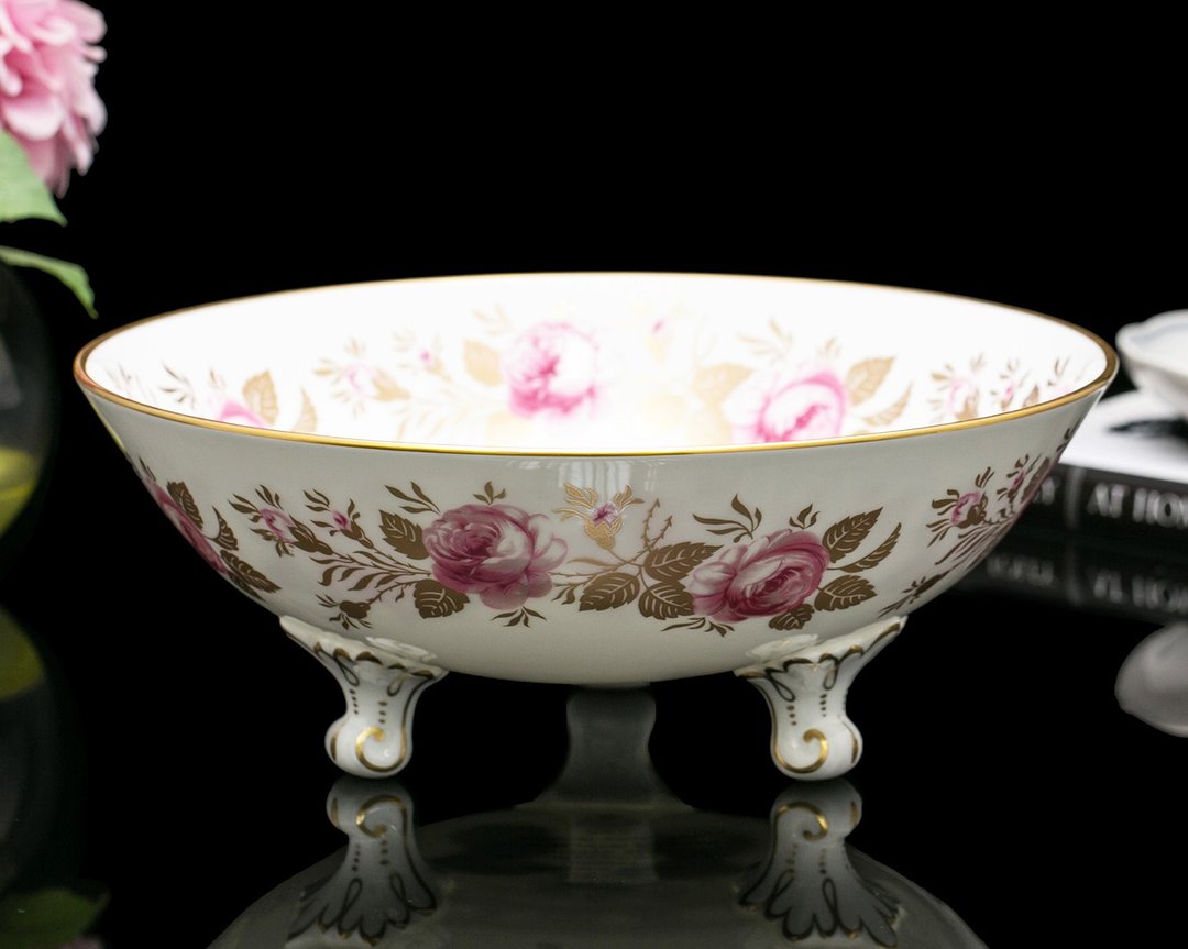 英国制Wedgwood Coalport黛安娜玫瑰结婚限量骨瓷碗迎宾钵花盆 - 花瓶/陶器 - 瓷 