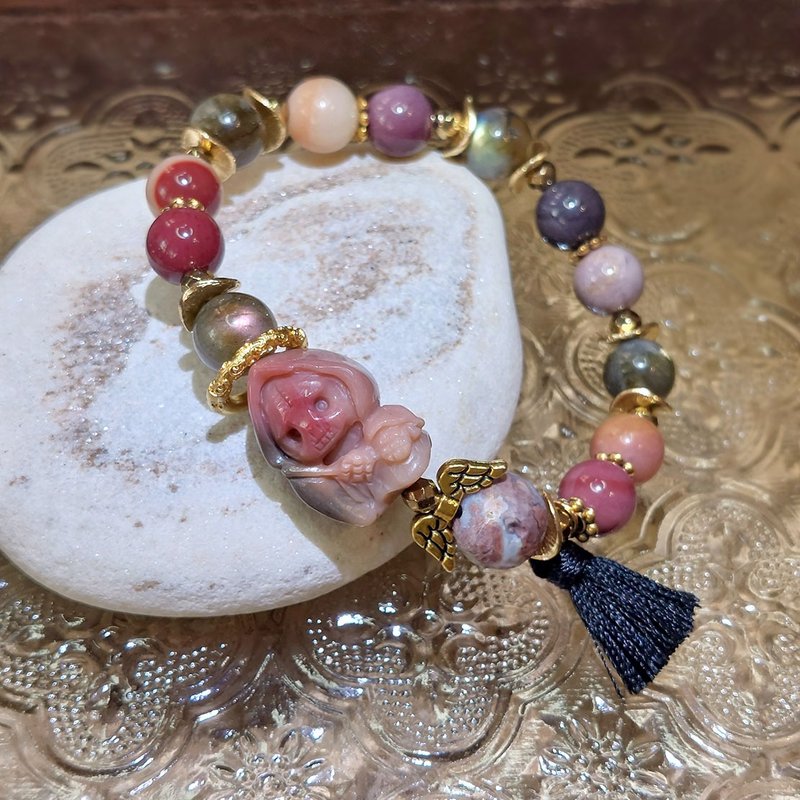 万圣之夜手串 | 阿拉善 | 彩拉长石共生灰月光 | 一品一拍 | - 手链/手环 - 水晶 