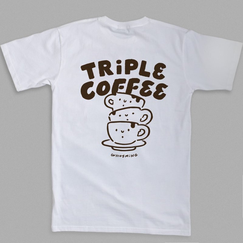 TRIPLE COFFEE - T-Shirt 白 - 其他 - 棉．麻 白色