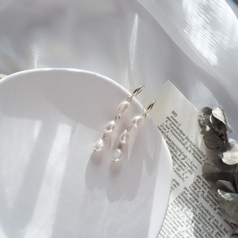 巴洛克珍珠耳环 耳坠 - 耳环/耳夹 - 珍珠 金色