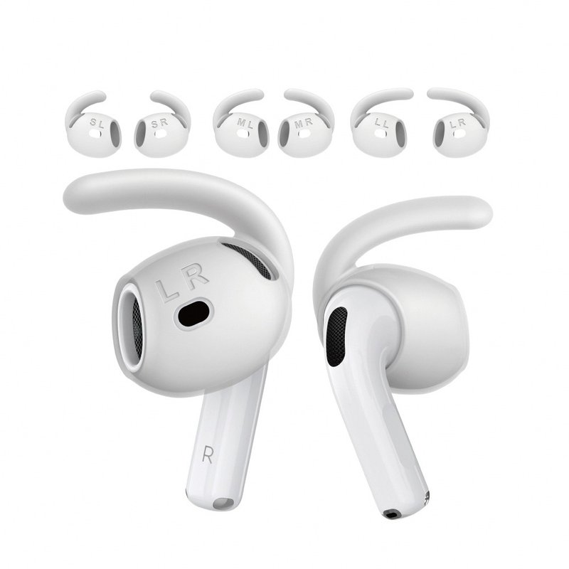 AHAStyle AirPods 4代 运动款防掉耳挂式耳机套(三组入附收纳套) - 耳机收纳 - 硅胶 白色
