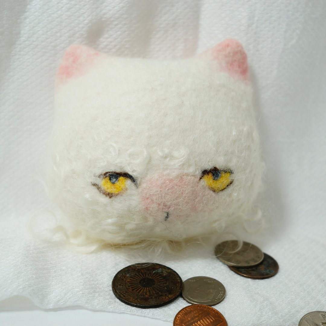 猫首财包  羊毛制品 羊毛毡 零钱包 财布 - 零钱包 - 羊毛 多色