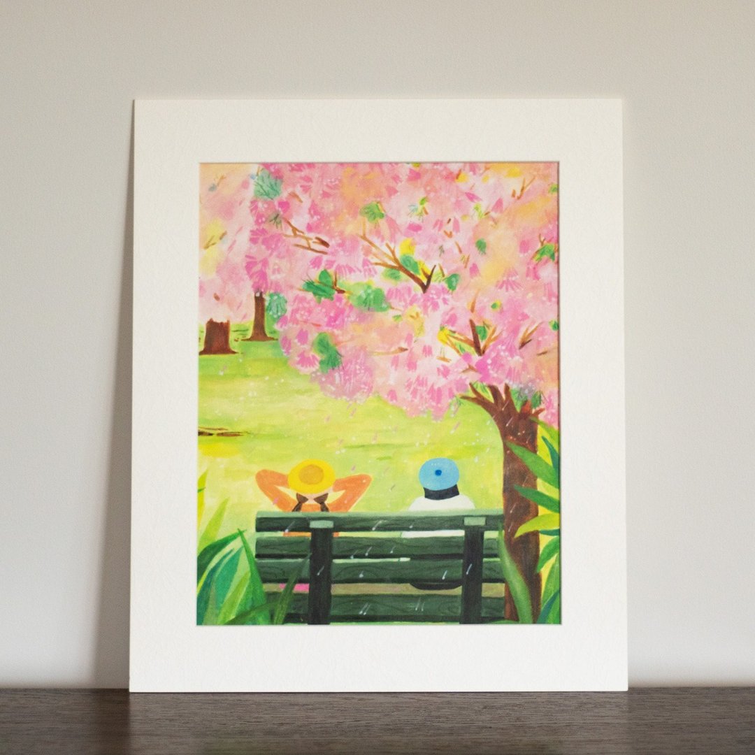四月物语 插画装饰画原创朋友礼物粉色桌面木框装裱画 - 海报/装饰画/版画 - 木头 多色