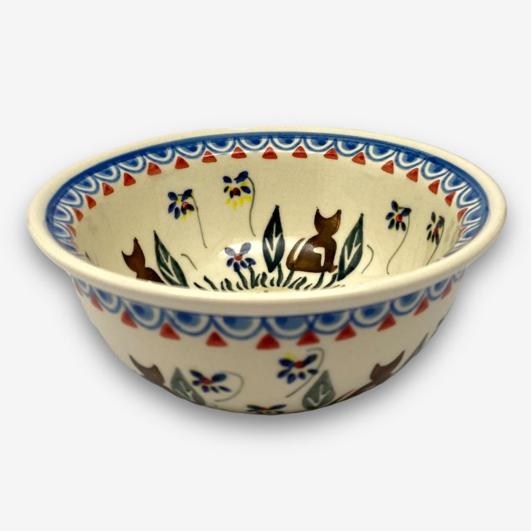 波兰手绘手工陶 - 饭碗 小碗 点心碗 早餐碗 14cm 咖啡猫系列 - 碗 - 陶 多色