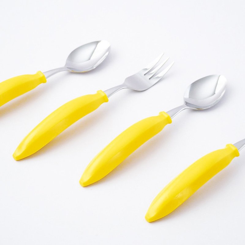 日本高桑金属  日制香蕉造型不锈钢叉匙2件组 - 餐刀/叉/匙组合 - 不锈钢 黄色