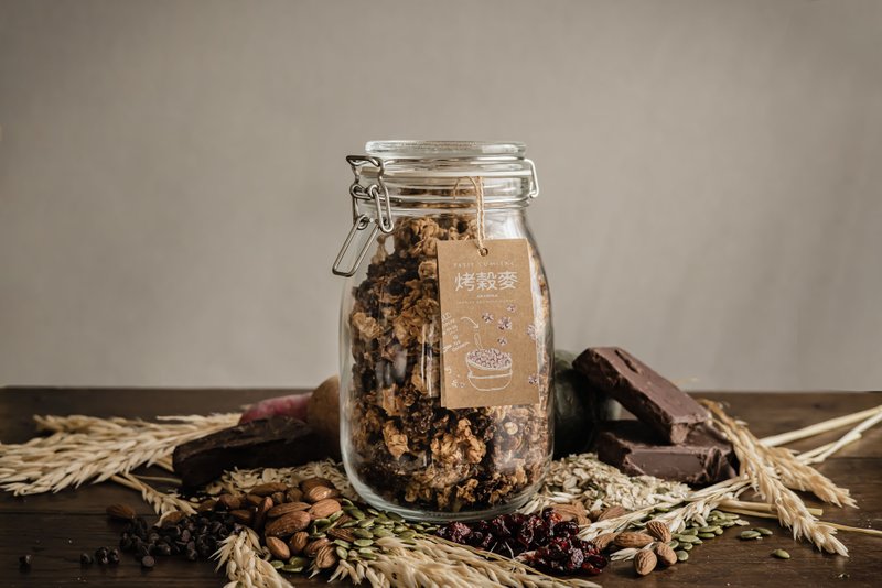 烤谷麦GRANOLA 密封罐650g 小曦仓屋 - 谷物麦片 - 其他材质 咖啡色