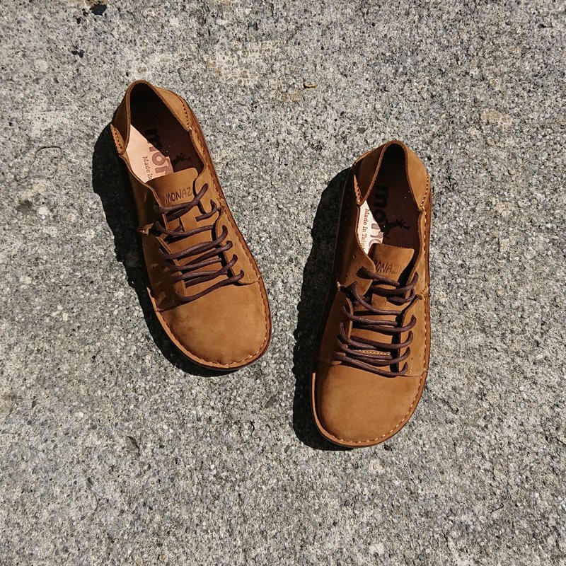 质感懒人鞋 成为正式的懒人 植鞣革 牛皮鞋 后踩鞋 牛巴戈棕 皮鞋 - 男款休闲鞋 - 真皮 咖啡色