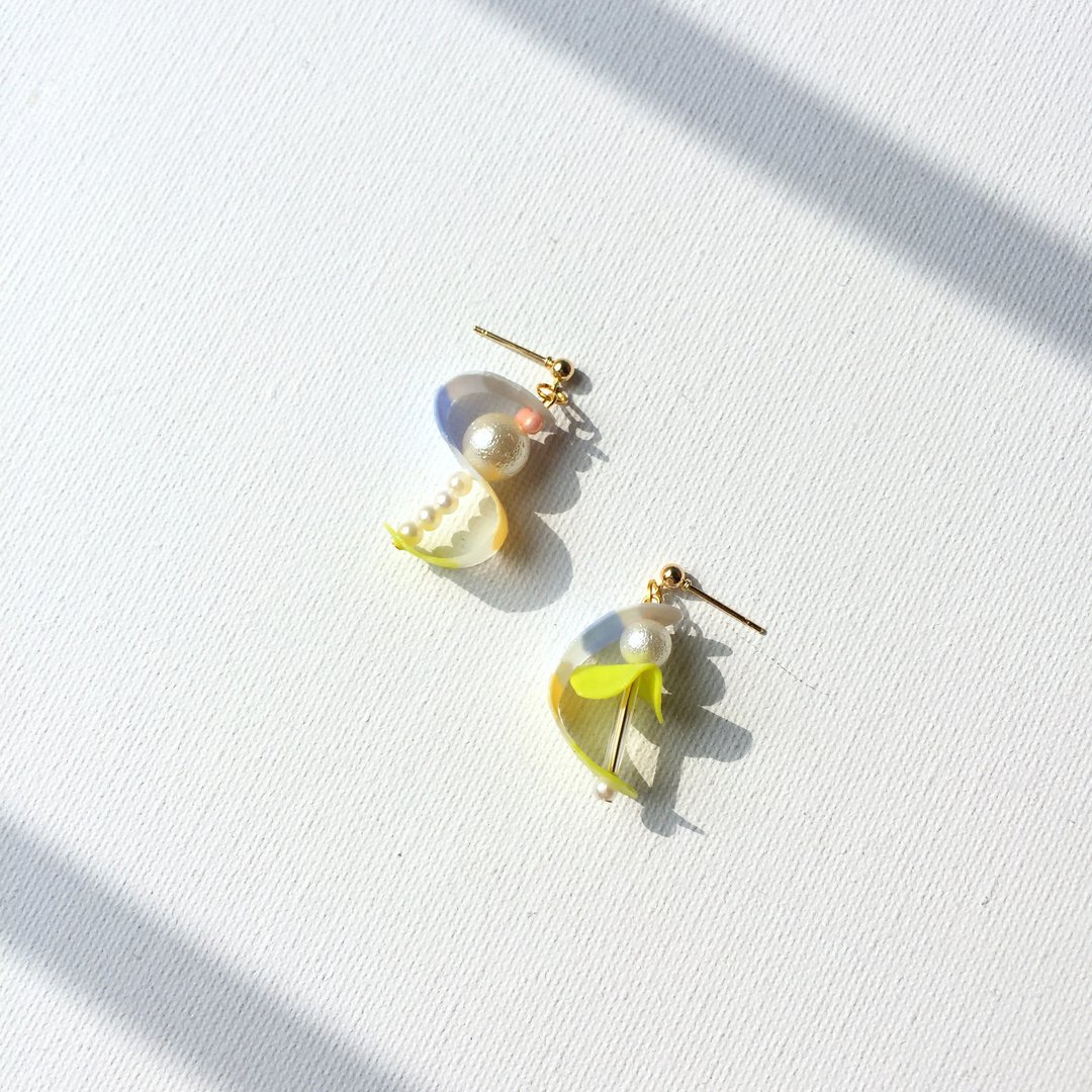 卷卷软糖-莱姆夹式/式耳环 - 耳环/耳夹 - 塑料 透明