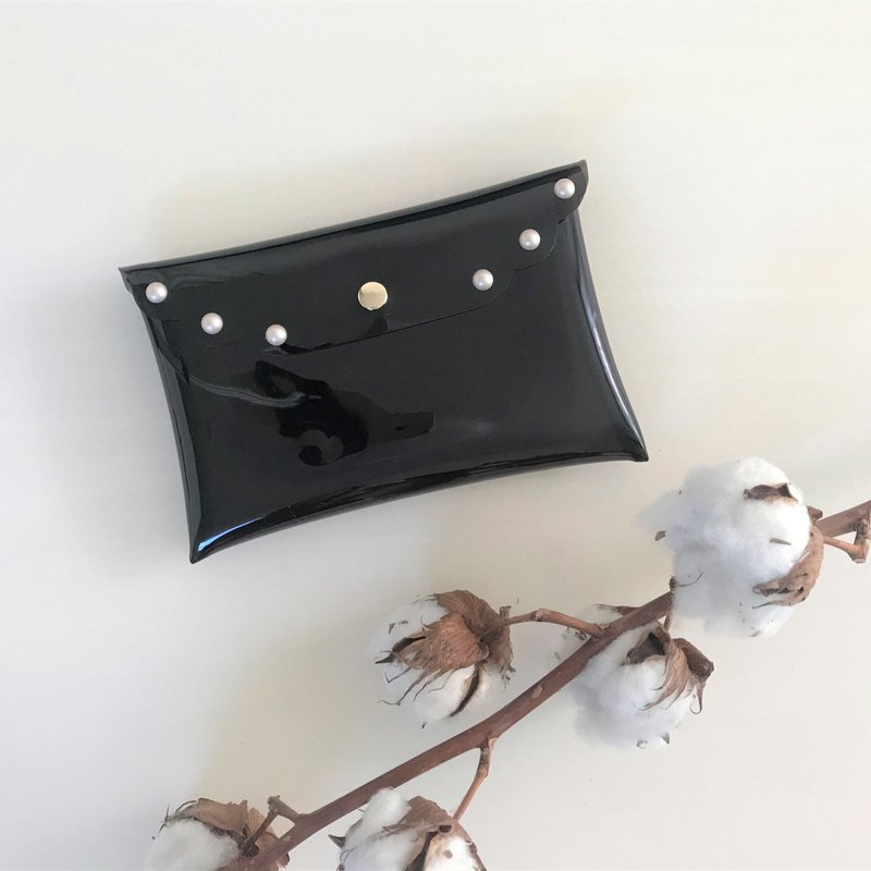 PVC scalar stud flat pouch chocolate - 化妆包/杂物包 - 其他材质 咖啡色