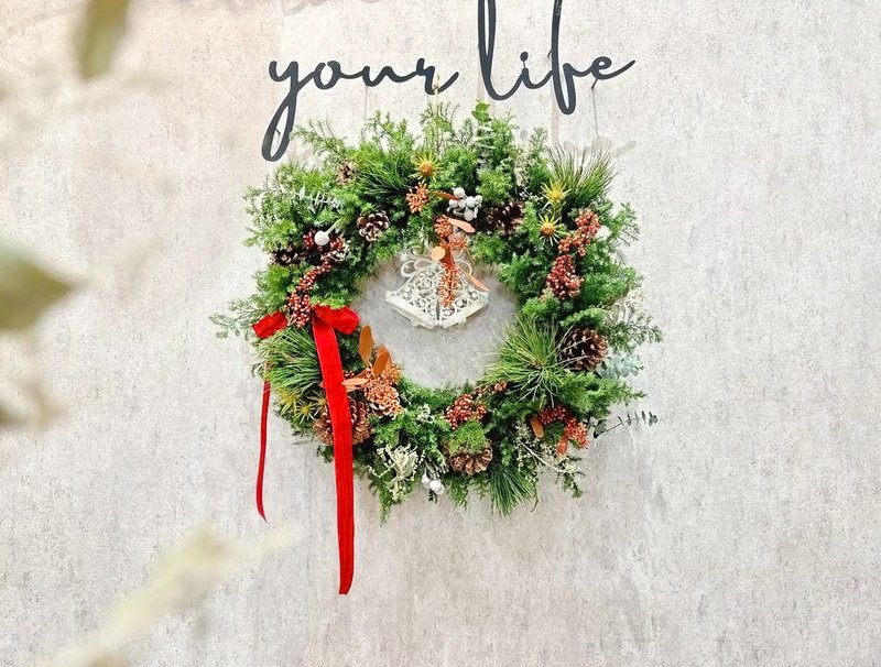 【雪松圣诞花圈】北欧森林·大款 - 墙贴/壁贴 - 植物．花 绿色