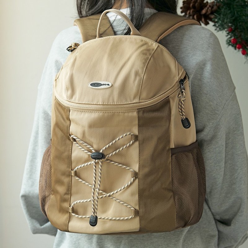 司康系列后背包 徒步書包戶外登山旅行大容量双肩包 奶茶色18L - 后背包/双肩包 - 聚酯纤维 卡其色