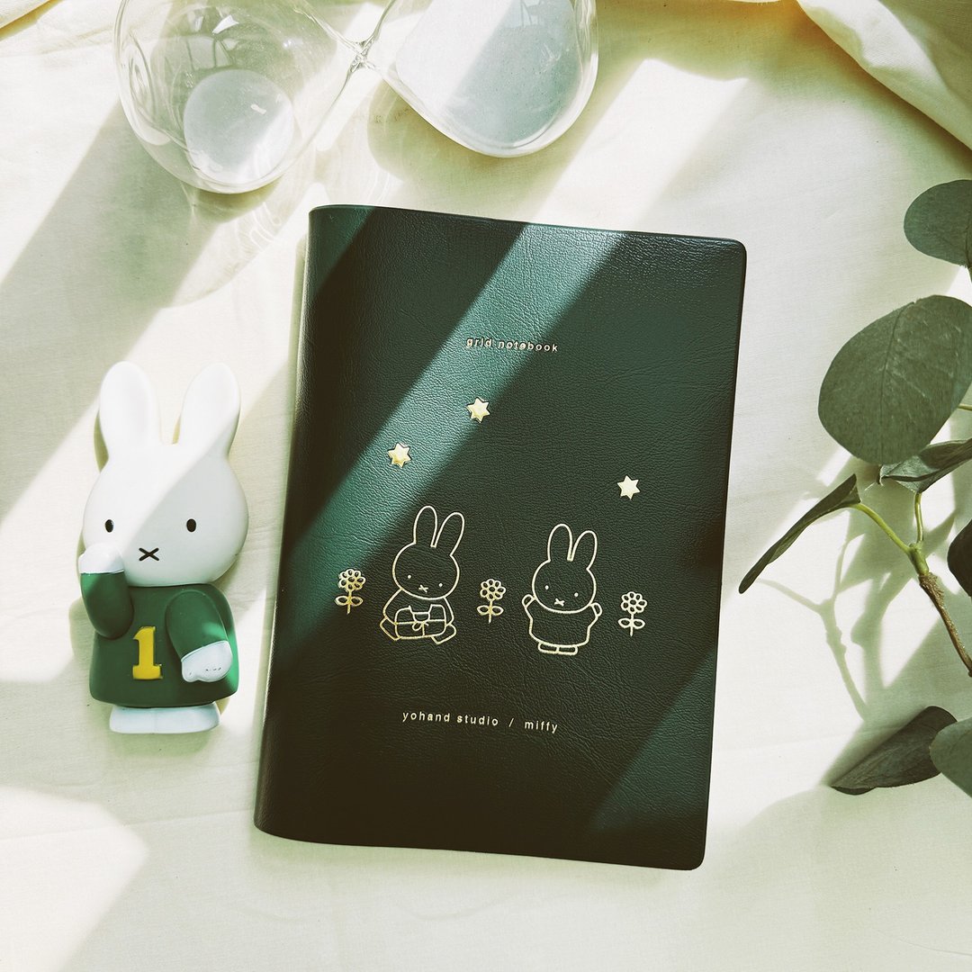 【Pinkoi x miffy】联名限定 - miffy花园 / 皮质烫金 格子记事本 - 笔记本/手帐 - 纸 绿色